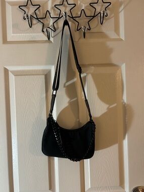 Aldo Black Shoulder Bag with Braided Chain Detail